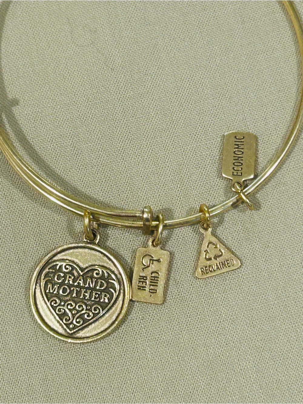 Gold-Tone Grandmother Charm Bangle Bracelet